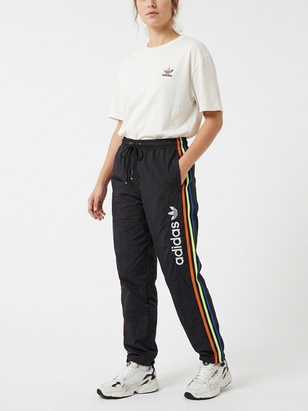 Adidas Originals Trefoil Vintage 90s Track Pants Black Stripe Large L Blokecore